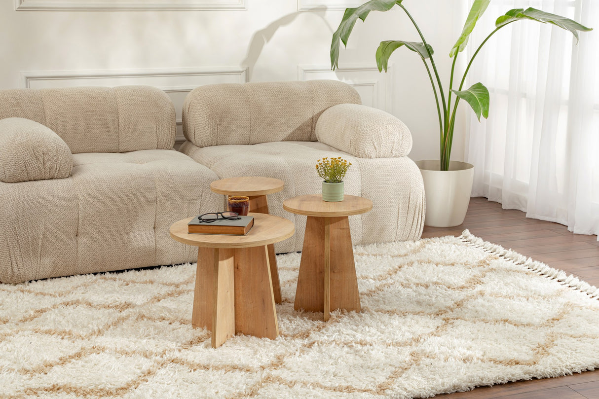 Set 3 măsuțe de cafea Lume, Diverse culori, 28x28x48 cm - Stejar safir | SKU: 241NRD1209 | Set 3 măsuțe de cafea Lume, 28x28x48 cm, varianta Stejar safir, produs pentru amenajarea locuinței, disponibil online în România la CasaMob