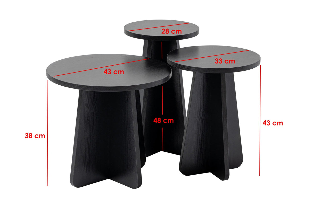 Set 3 măsuțe de cafea Lume, Diverse culori, 28x28x48 cm - Wood black | SKU: 241NRD1211 | Set 3 măsuțe de cafea Lume, 28x28x48 cm, varianta Wood black, produs pentru amenajarea locuinței, disponibil online în România la CasaMob