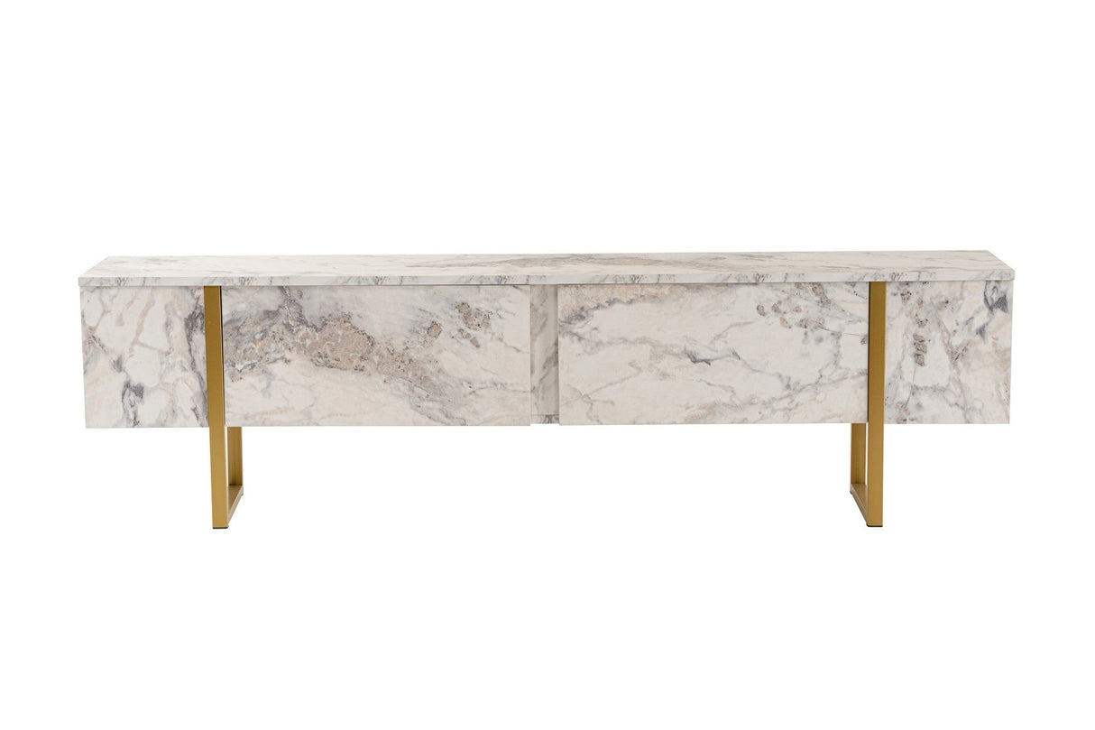 Comodă TV Serenity - Fressia, Diverse culori, 180x30x50 cm - Freesia marble - Auriu | SKU: 241NRD1307 | Comodă TV Serenity - Fressia, 180x30x50 cm, varianta Freesia marble - Auriu, produs pentru amenajarea locuinței, disponibil online în România la CasaMob