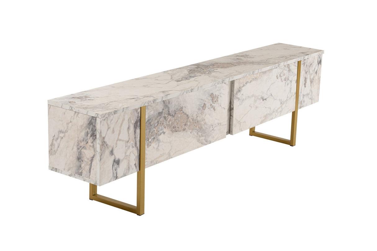 Comodă TV Serenity - Fressia, Diverse culori, 180x30x50 cm - Freesia marble - Auriu | SKU: 241NRD1307 | Comodă TV Serenity - Fressia, 180x30x50 cm, varianta Freesia marble - Auriu, produs pentru amenajarea locuinței, disponibil online în România la CasaMob