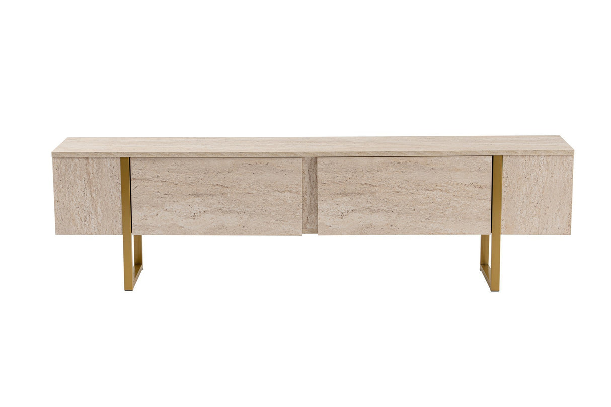 Comodă TV Serenity, Diverse culori, 180x30x50 cm - Travertin - Auriu | SKU: 241NRD1308 | Comodă TV Serenity, 180x30x50 cm, varianta Travertin - Auriu, produs pentru amenajarea locuinței, disponibil online în România la CasaMob