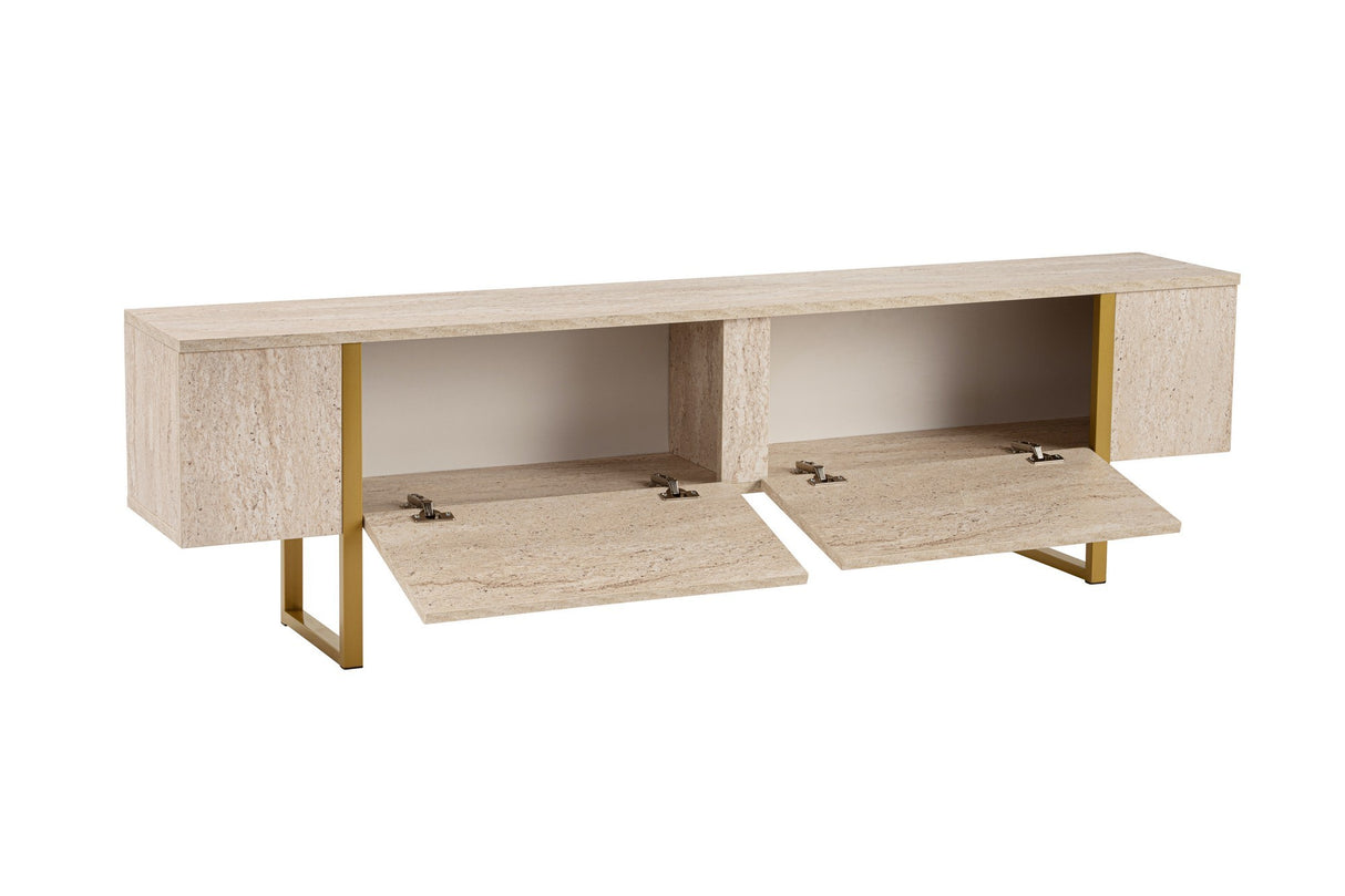 Comodă TV Serenity, Diverse culori, 180x30x50 cm - Travertin - Auriu | SKU: 241NRD1308 | Comodă TV Serenity, 180x30x50 cm, varianta Travertin - Auriu, produs pentru amenajarea locuinței, disponibil online în România la CasaMob