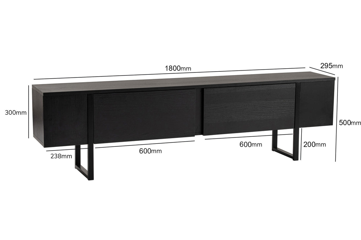 Comodă TV Serenity, Diverse culori, 180x30x50 cm - Wood black - Negru | SKU: 241NRD1309 | Comodă TV Serenity, 180x30x50 cm, varianta Wood black - Negru, produs pentru amenajarea locuinței, disponibil online în România la CasaMob