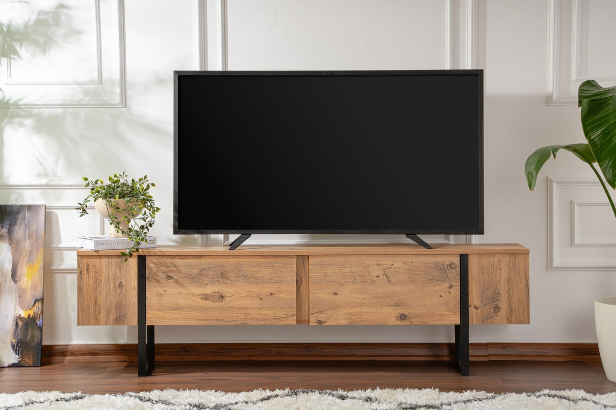 Comodă TV Serenity, Diverse culori, 180x30x50 cm - Pin atlantic - Negru | SKU: 241NRD1311 | Comodă TV Serenity, 180x30x50 cm, varianta Pin atlantic - Negru, produs pentru amenajarea locuinței, disponibil online în România la CasaMob
