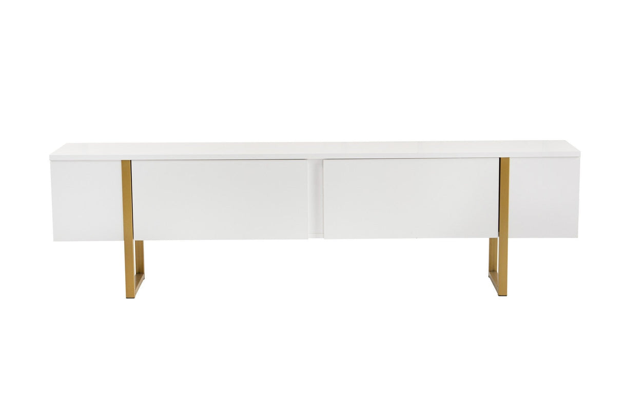 Comodă TV Serenity, Diverse culori, 180x30x50 cm - Alb - Auriu | SKU: 241NRD1312 | Comodă TV Serenity, 180x30x50 cm, varianta Alb - Auriu, produs pentru amenajarea locuinței, disponibil online în România la CasaMob