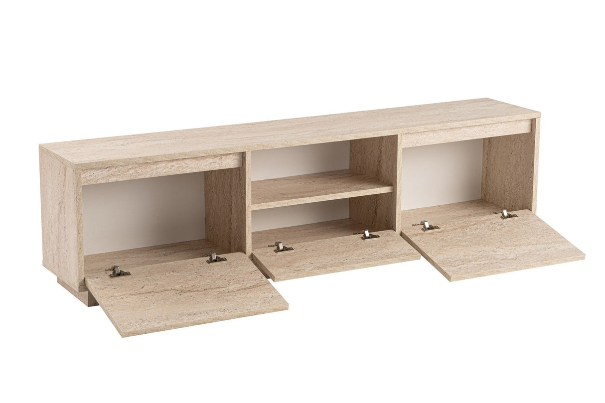 Comodă TV Vanguard, Diverse culori, 160x30x42 cm - Travertin | SKU: 241NRD1315 | Comodă TV Vanguard, 160x30x42 cm, varianta Travertin, produs pentru amenajarea locuinței, disponibil online în România la CasaMob