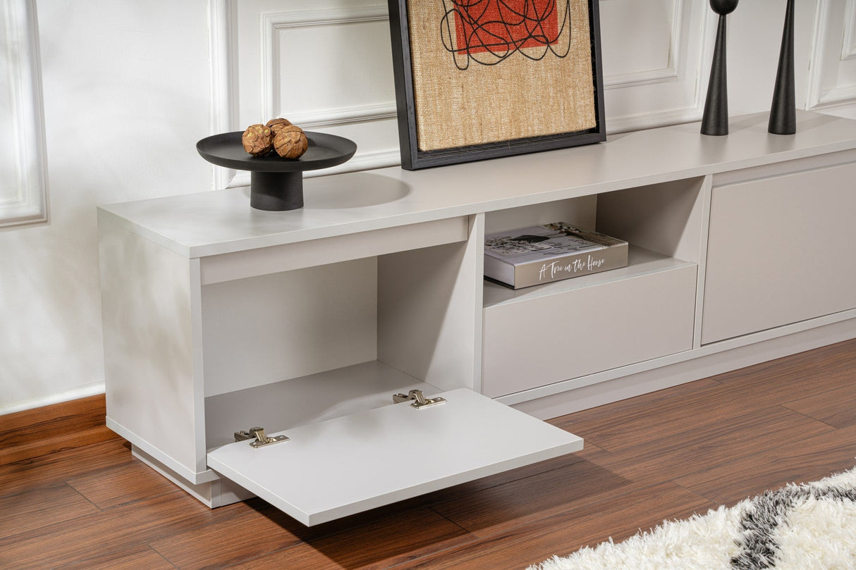 Comodă TV Vanguard, Diverse culori, 160x30x42 cm - Gri | SKU: 241NRD1317 | Comodă TV Vanguard, 160x30x42 cm, varianta Gri, produs pentru amenajarea locuinței, disponibil online în România la CasaMob