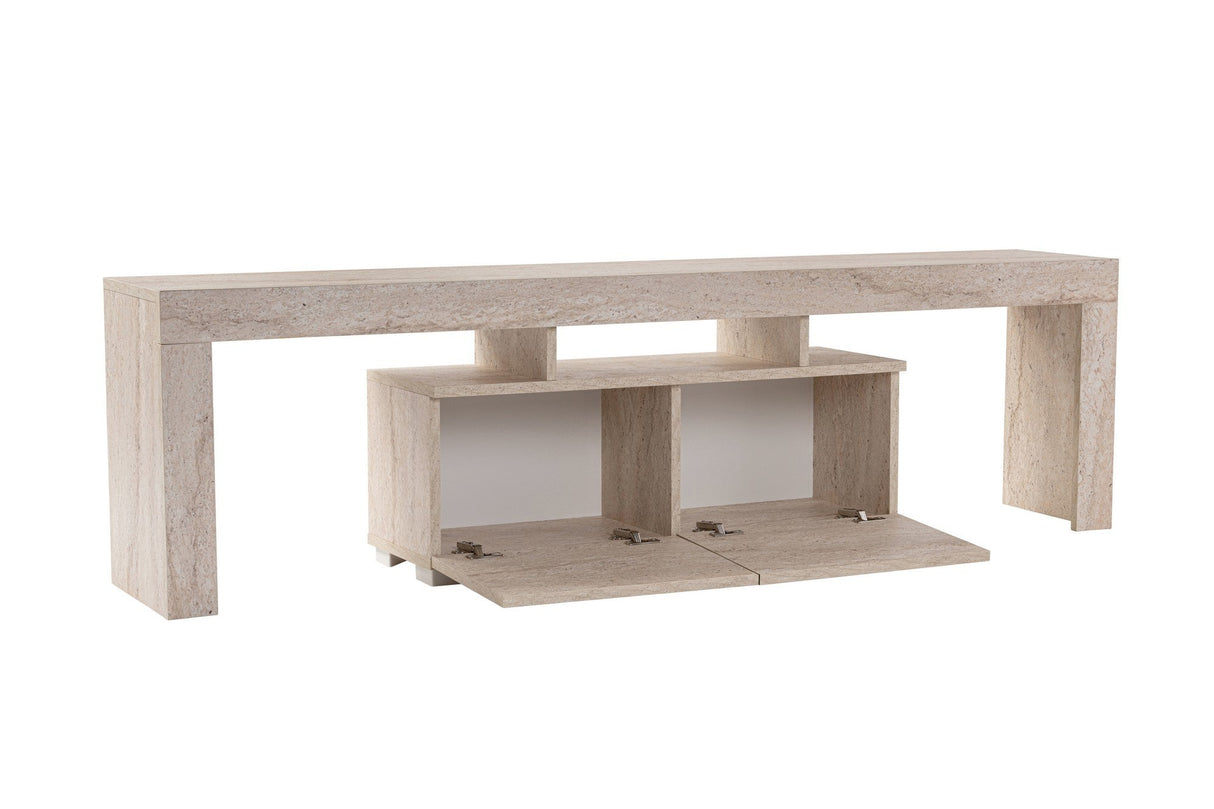 Comodă TV Enclave, Diverse culori, 180x31x50 cm - Travertin | SKU: 241NRD1320 | Comodă TV Enclave, 180x31x50 cm, varianta Travertin, produs pentru amenajarea locuinței, disponibil online în România la CasaMob