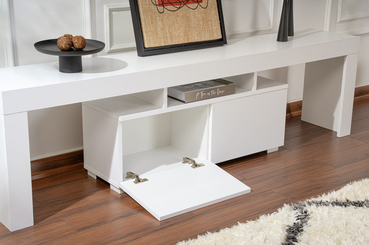 Comodă TV Enclave, Diverse culori, 180x31x50 cm - Natural white | SKU: 241NRD1323 | Comodă TV Enclave, 180x31x50 cm, varianta Natural white, produs pentru amenajarea locuinței, disponibil online în România la CasaMob