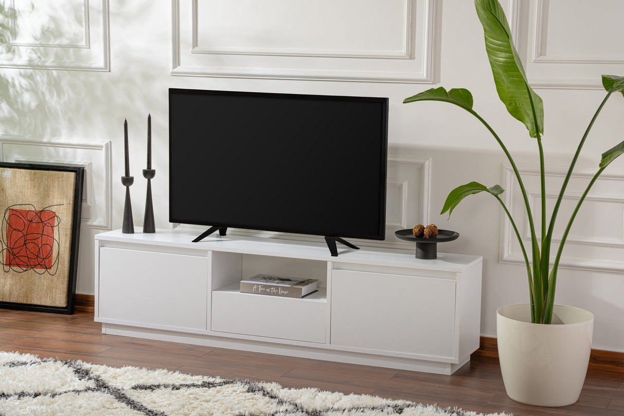 Comodă TV Vanguard, Diverse culori, 160x30x42 cm - Natural white | SKU: 241NRD1325 | Comodă TV Vanguard, 160x30x42 cm, varianta Natural white, produs pentru amenajarea locuinței, disponibil online în România la CasaMob