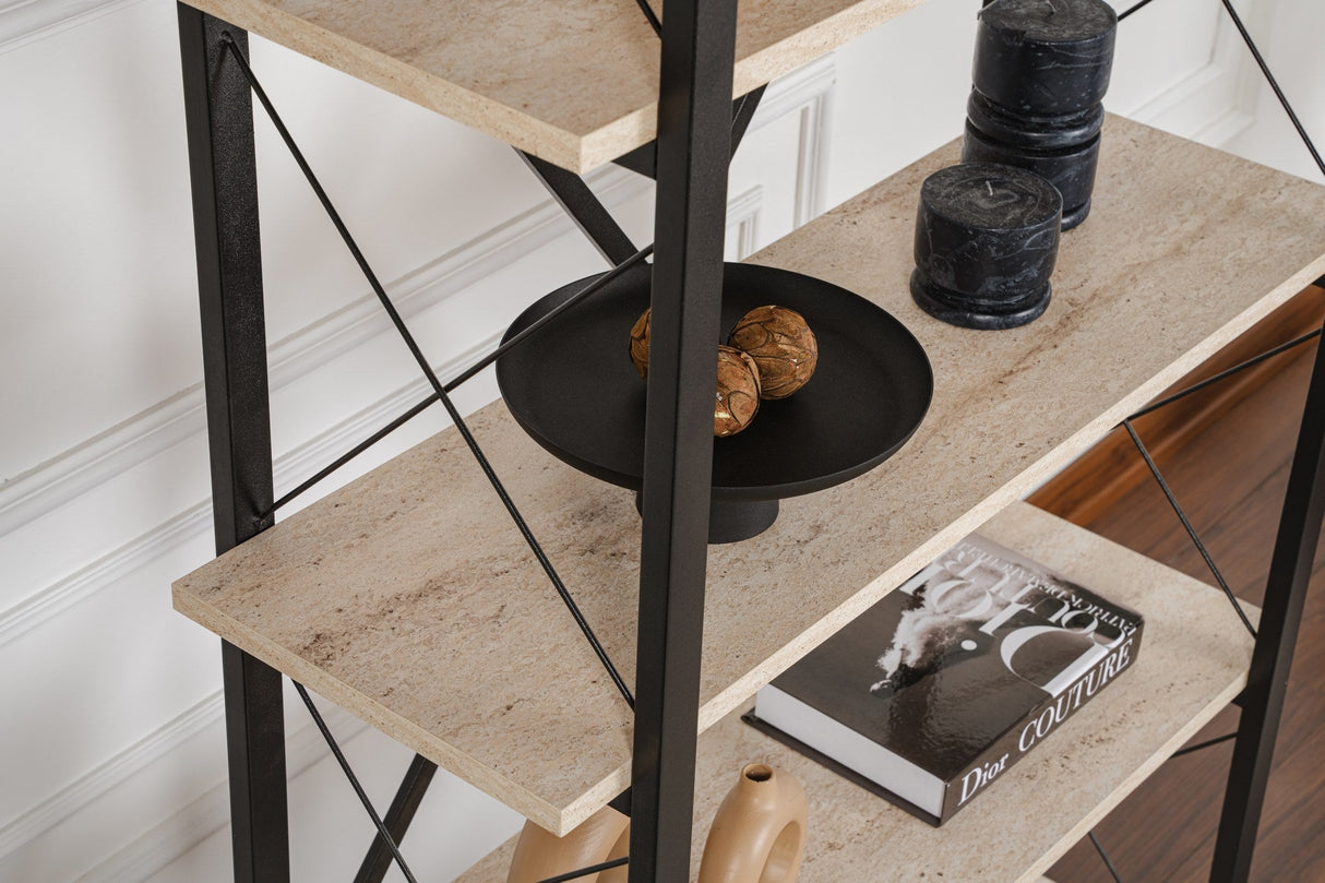 Bibliotecă Elysian, Diverse culori, 90x34x180 cm - Travertin - Negru | SKU: 241NRD1336 | Bibliotecă Elysian, 90x34x180 cm, varianta Travertin - Negru, produs pentru amenajarea locuinței, disponibil online în România la CasaMob