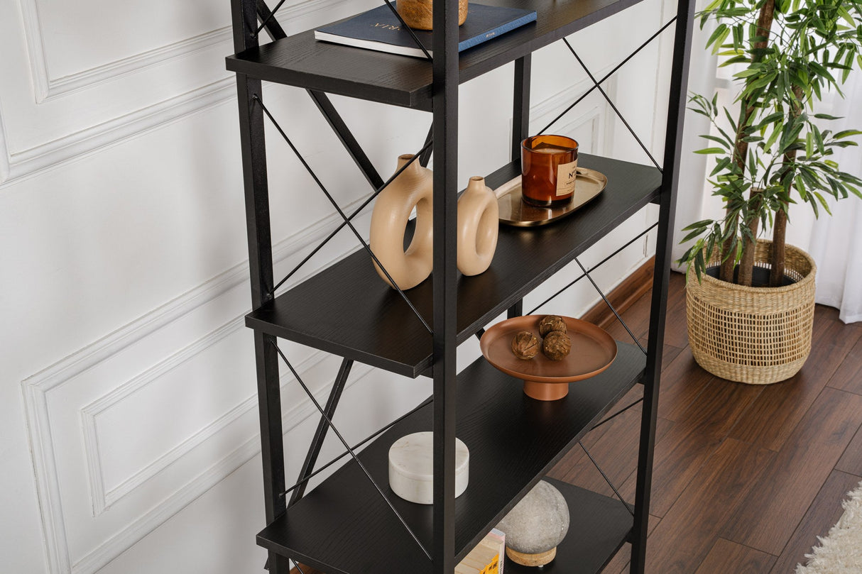 Bibliotecă Elysian, Diverse culori, 90x34x180 cm - Wood black - Negru | SKU: 241NRD1338 | Bibliotecă Elysian, 90x34x180 cm, varianta Wood black - Negru, produs pentru amenajarea locuinței, disponibil online în România la CasaMob