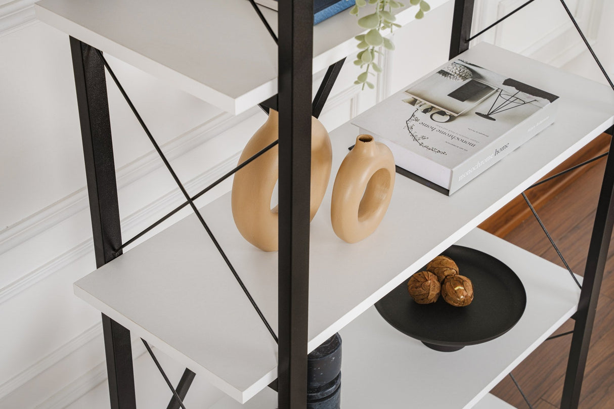 Bibliotecă Elysian, Diverse culori, 90x34x180 cm - Alb - Negru | SKU: 241NRD1339 | Bibliotecă Elysian, 90x34x180 cm, varianta Alb - Negru, produs pentru amenajarea locuinței, disponibil online în România la CasaMob