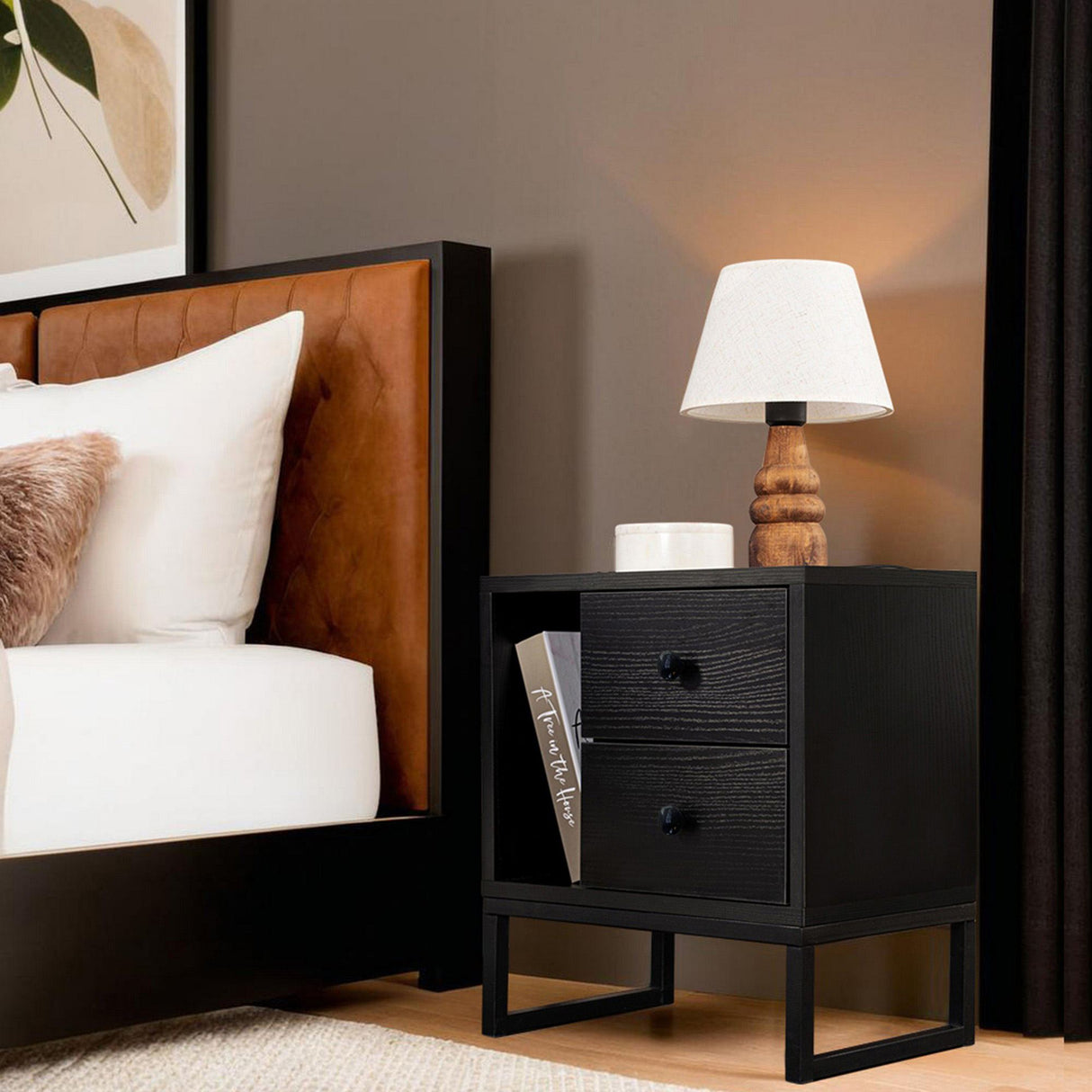 Noptieră Glimmer, Diverse culori, 45x30x50 cm - Wood black - Negru | SKU: 241NRD1411 | Noptieră Glimmer, 45x30x50 cm, varianta Wood black - Negru, produs pentru amenajarea locuinței, disponibil online în România la CasaMob