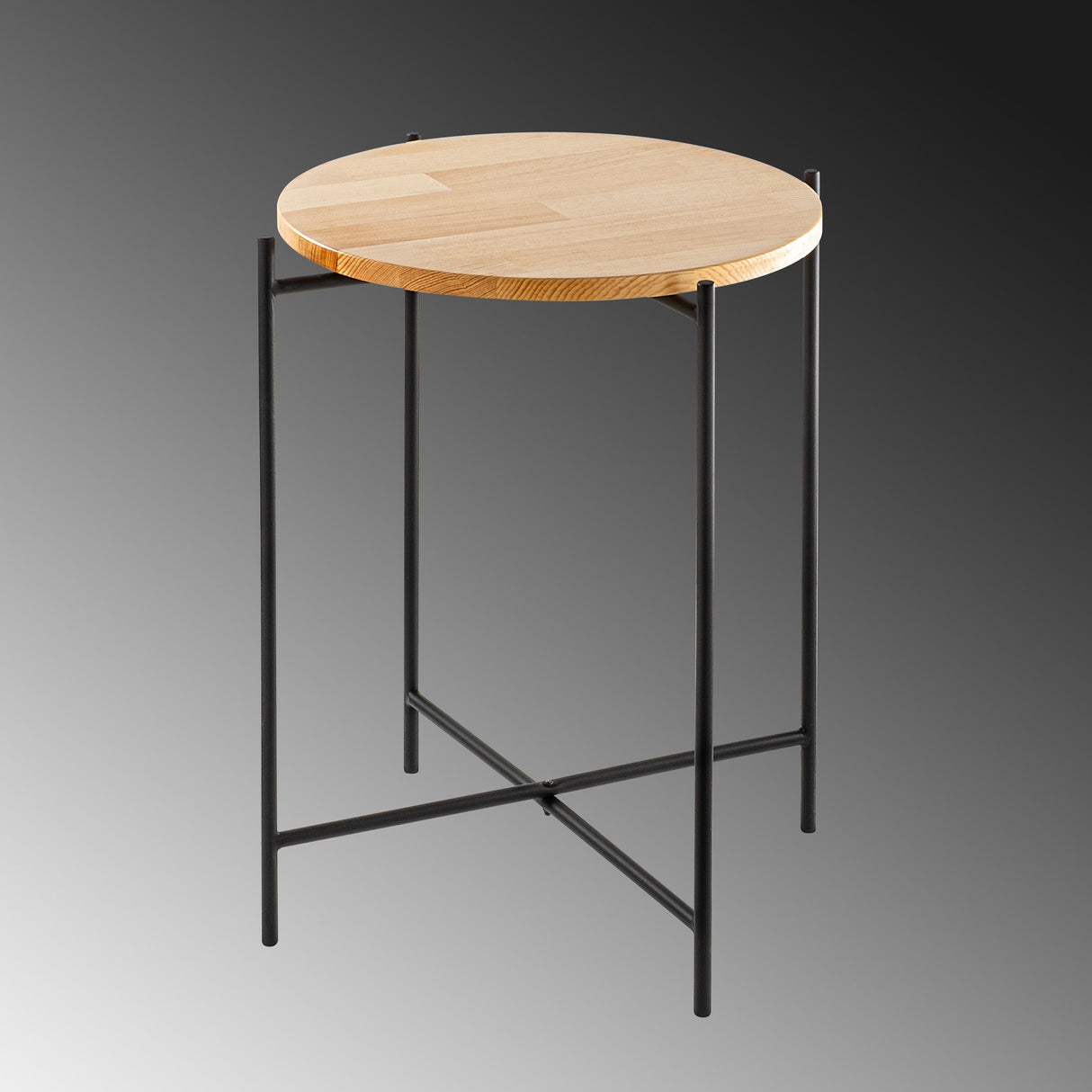 Măsuță de cafea Shb-004, Negru - Natur, 46x46x56 cm