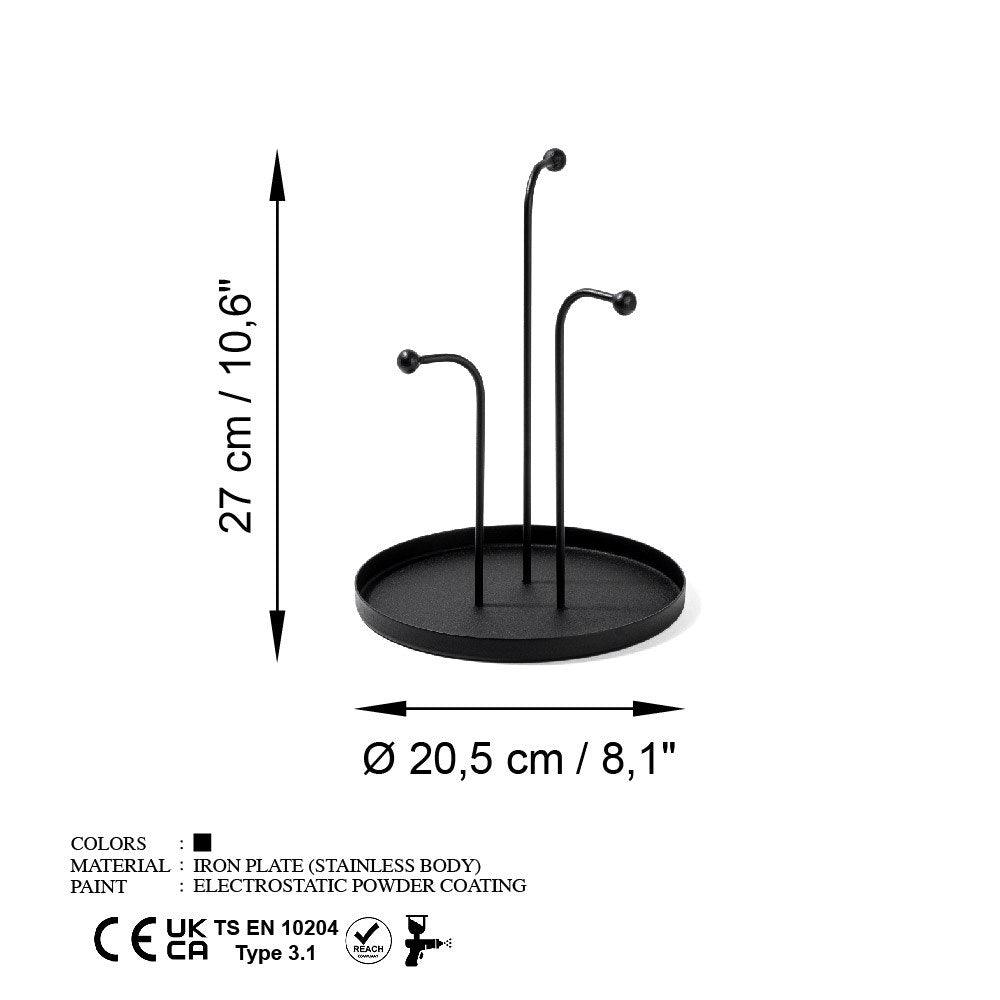 Accesoriu metalic decorativ Leros, Negru, 21x27 cm