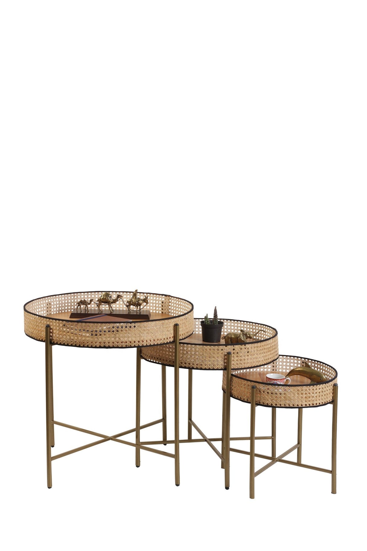 Set de măsuțe de cafea Kolezyum, Diverse culori, Diverse configurații, Ø45x40 cm - Antichizat - 3 bucăți | SKU: 253NSR1247 | Set de măsuțe de cafea Kolezyum, Ø45x40 cm, varianta Antichizat - 3 bucăți, produs pentru amenajarea locuinței, disponibil online în România la CasaMob