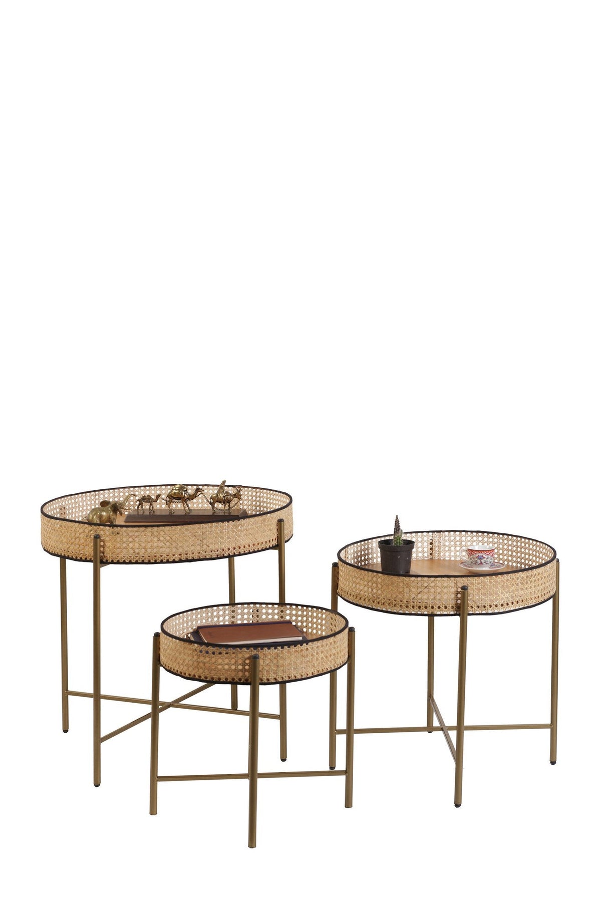 Set de măsuțe de cafea Kolezyum, Diverse culori, Diverse configurații, Ø45x40 cm - Antichizat - 3 bucăți | SKU: 253NSR1247 | Set de măsuțe de cafea Kolezyum, Ø45x40 cm, varianta Antichizat - 3 bucăți, produs pentru amenajarea locuinței, disponibil online în România la CasaMob
