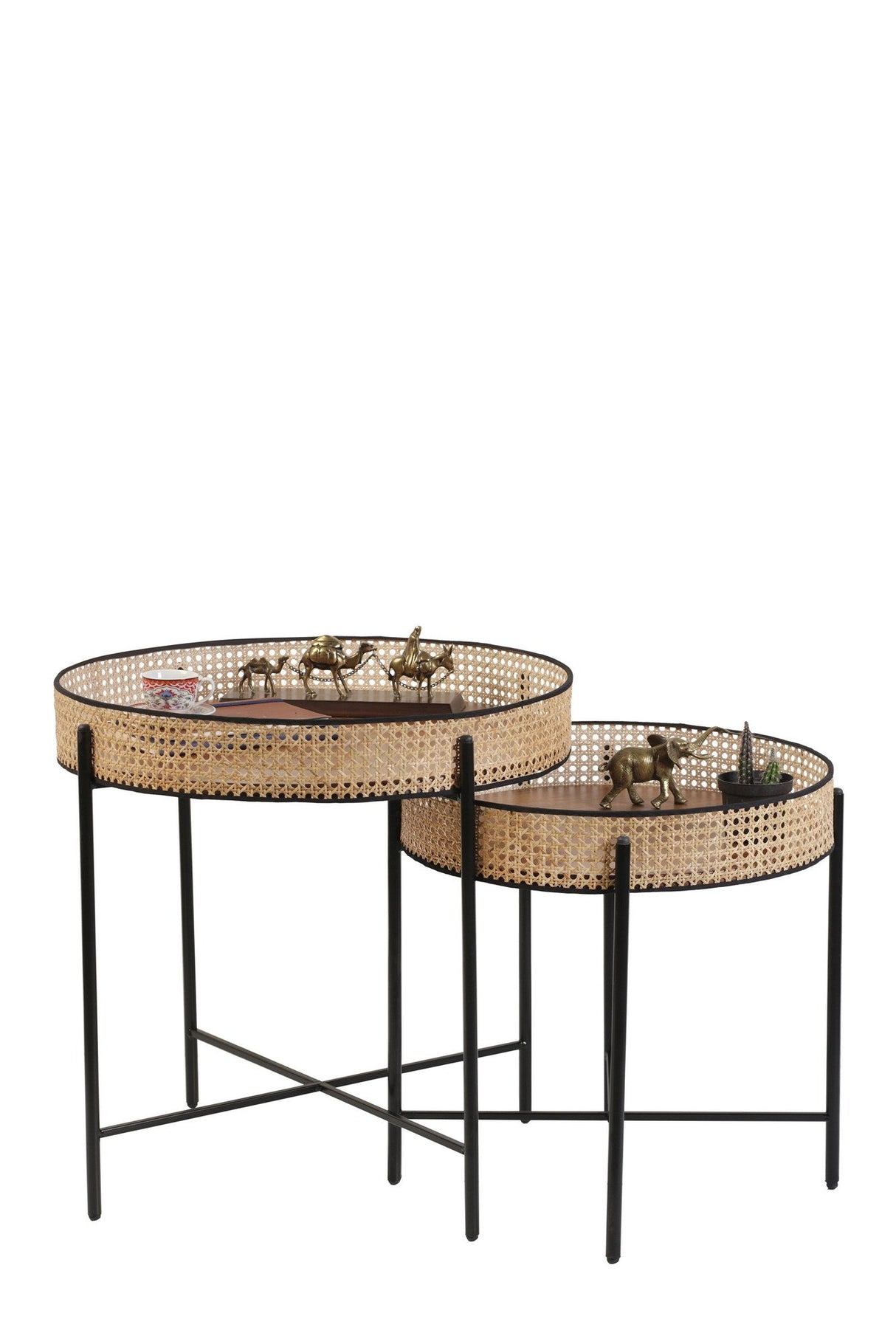 Set de măsuțe de cafea Kolezyum, Diverse culori, Diverse configurații, Ø45x40 cm - Negru - Natur - 2 bucăți | SKU: 253NSR1251 | Set de măsuțe de cafea Kolezyum, Ø45x40 cm, varianta Negru - Natur - 2 bucăți, produs pentru amenajarea locuinței, disponibil online în România la CasaMob