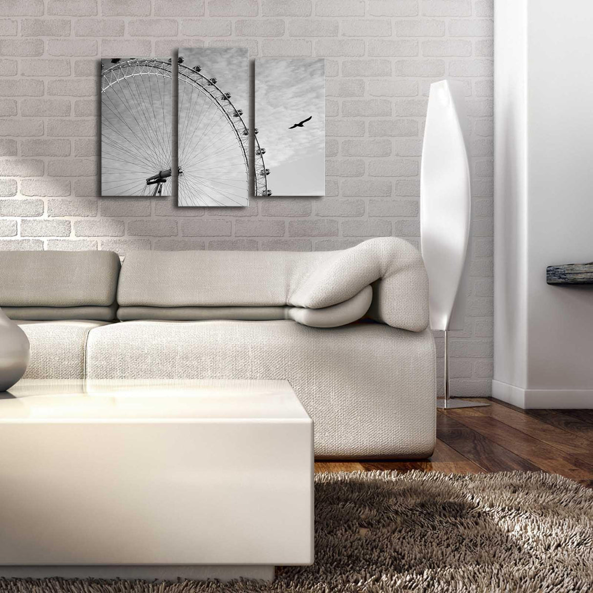 Tablou Canvas cu Led Roata Mare, Multicolor, 66 x 45 cm
