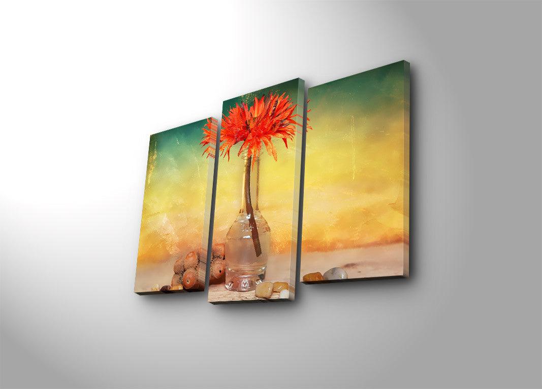 Tablou Canvas cu Led Floare Portacalie, Multicolor, 66 x 45 cm