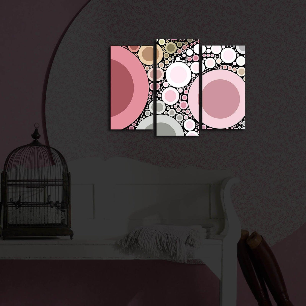 Tablou Canvas cu Led Rosa, Multicolor, 66 x 45 cm