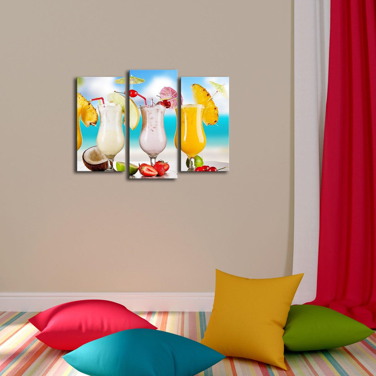 Tablou Canvas cu Led Coctail, Multicolor, 66 x 45 cm