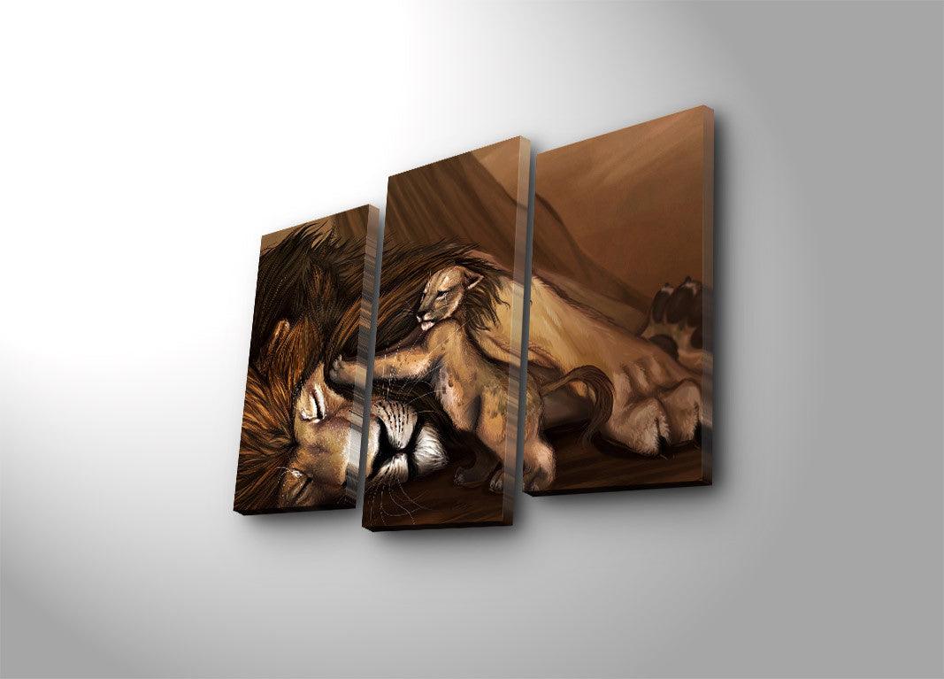 Tablou Canvas cu Led Lion King, Multicolor, 66x45 cm