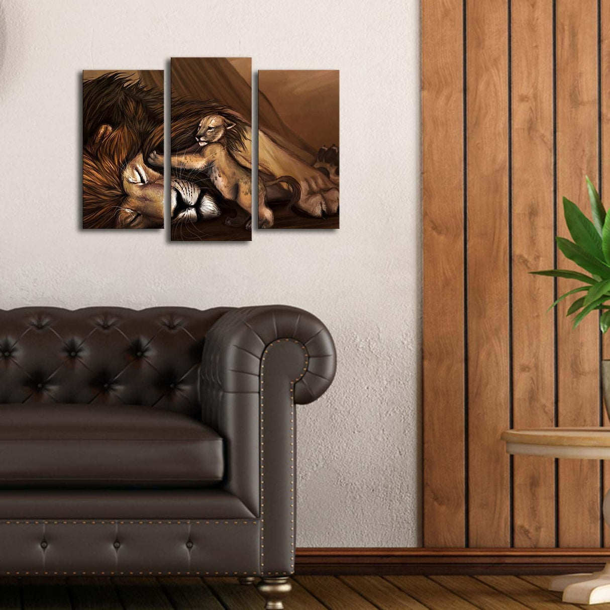 Tablou Canvas cu Led Lion King, Multicolor, 66x45 cm