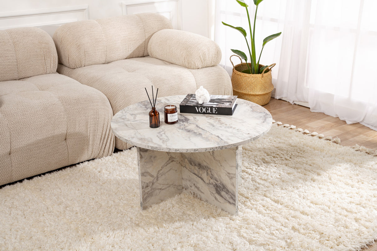 Măsuță de cafea Harmoni, Freesia marble, 80x80x45 cm