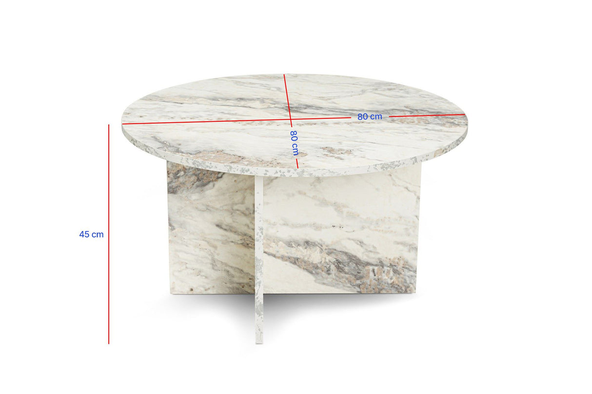 Măsuță de cafea Harmoni, Freesia marble, 80x80x45 cm