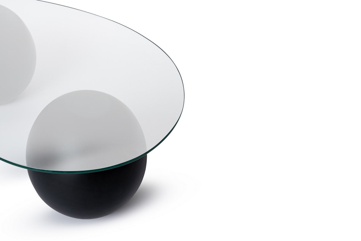 Măsuță de cafea Sphere, Negru - Transparent, 120x70x30 cm