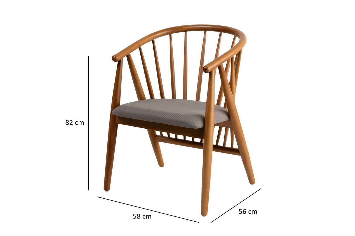 Scaun Doris, Stejar - Gri, 58x56x82 cm