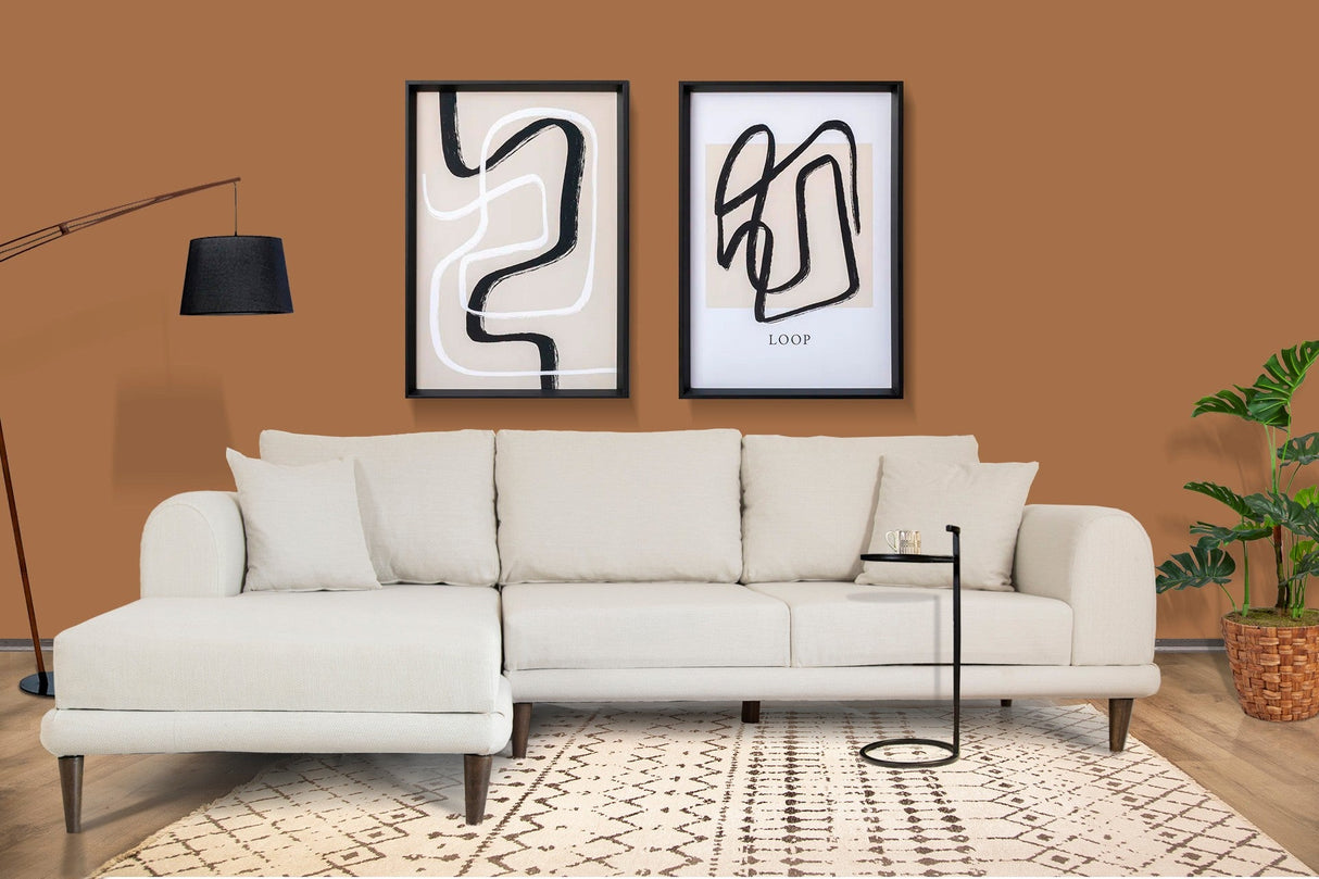 Canapea extensibilă de colț Nero, NQ6-187, Crem, 160x90x78 cm