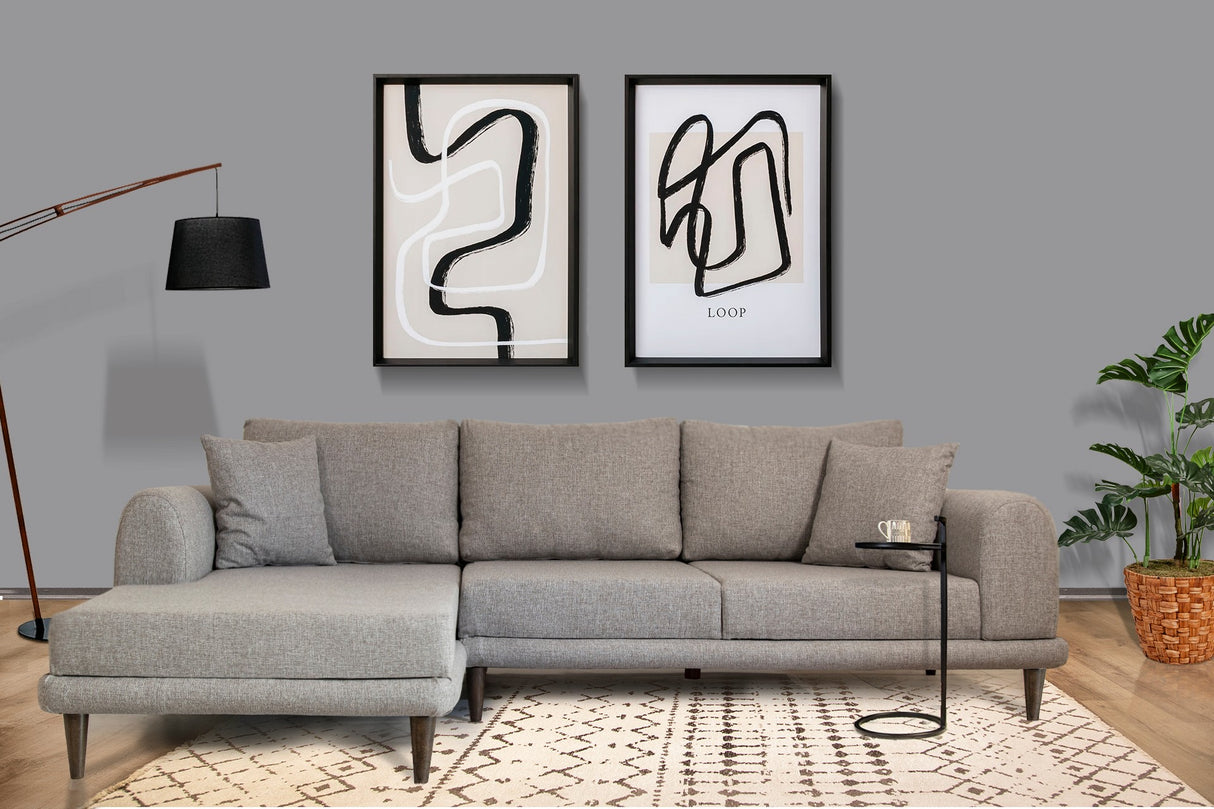 Canapea extensibilă de colț Nero, NQ6-149, Gri, 160x90x78 cm