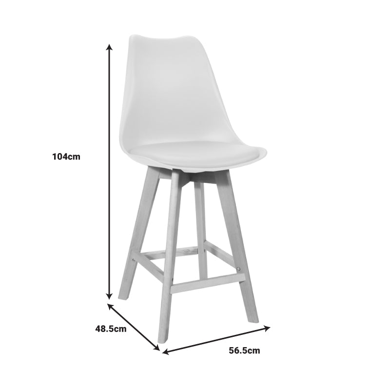 Taburetul Bar Gaston alb pp-pu lemn Natural 56x48x104cm - Negru