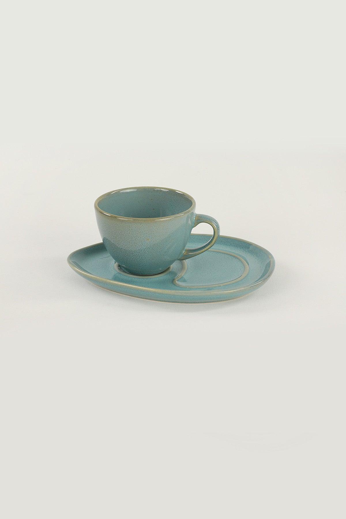 Set cești de cafea Ocean Drip Coffee Presentation Set 4 Pieces for 2 People, Turcoaz, 9x9x9 cm