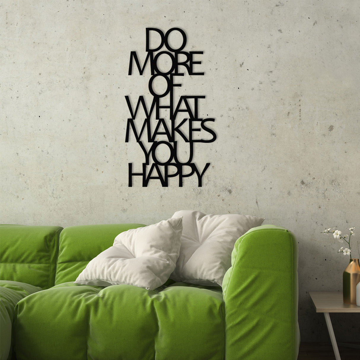 Decorațiune de perete din metal Do More Of What Makes You Happy Metal Decor, Negru, 40x70x0 cm