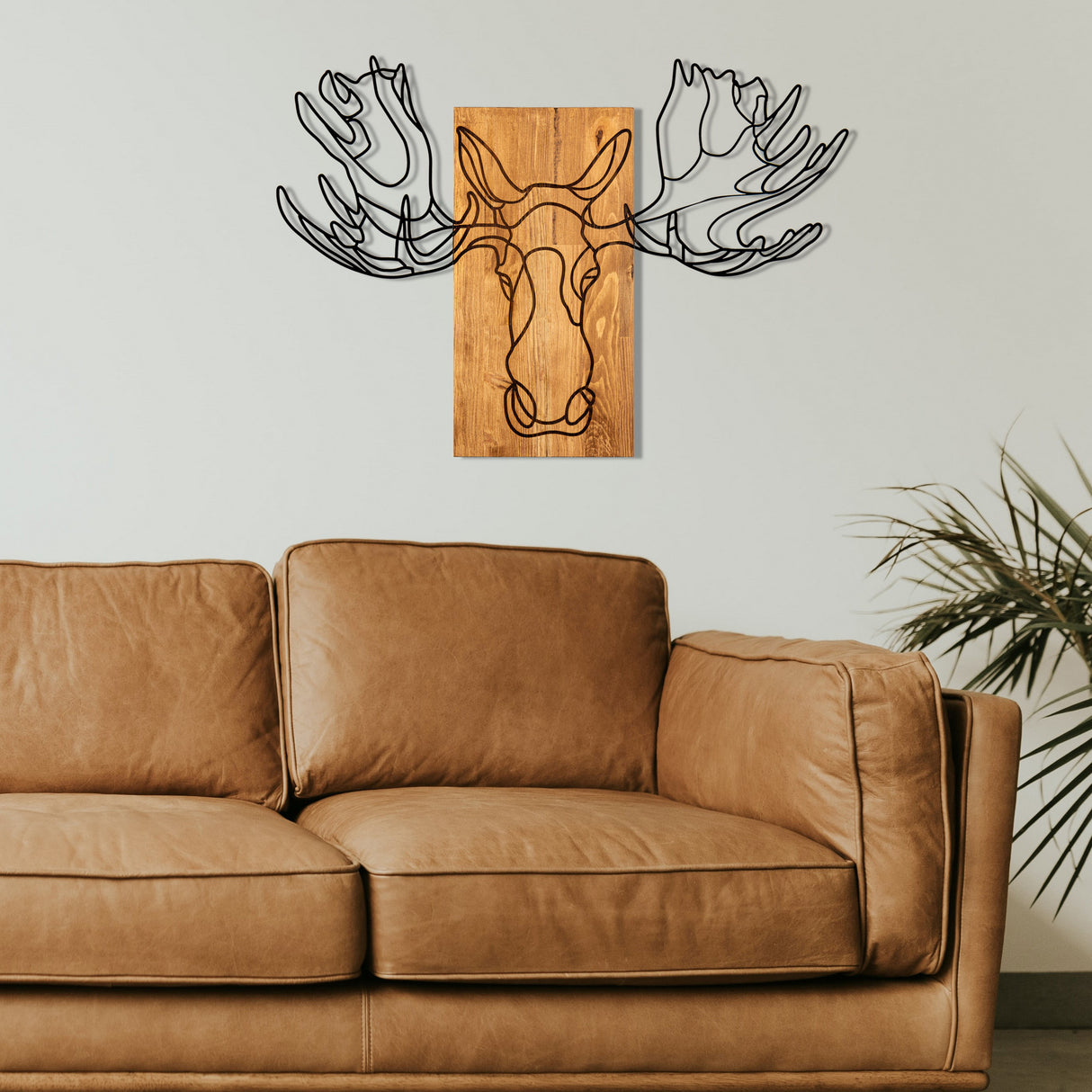 Decorațiune de perete din lemn Jeyan, Negru - Nuc, 93x66x0 cm