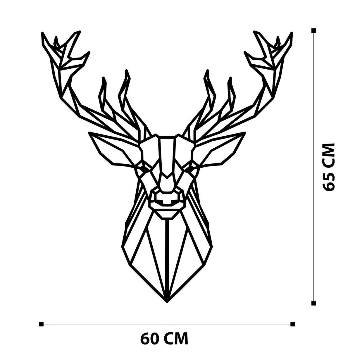 Accesoriu metal decorativ de perete Deer Metal Decor 2, Negru, 1x65x60 cm