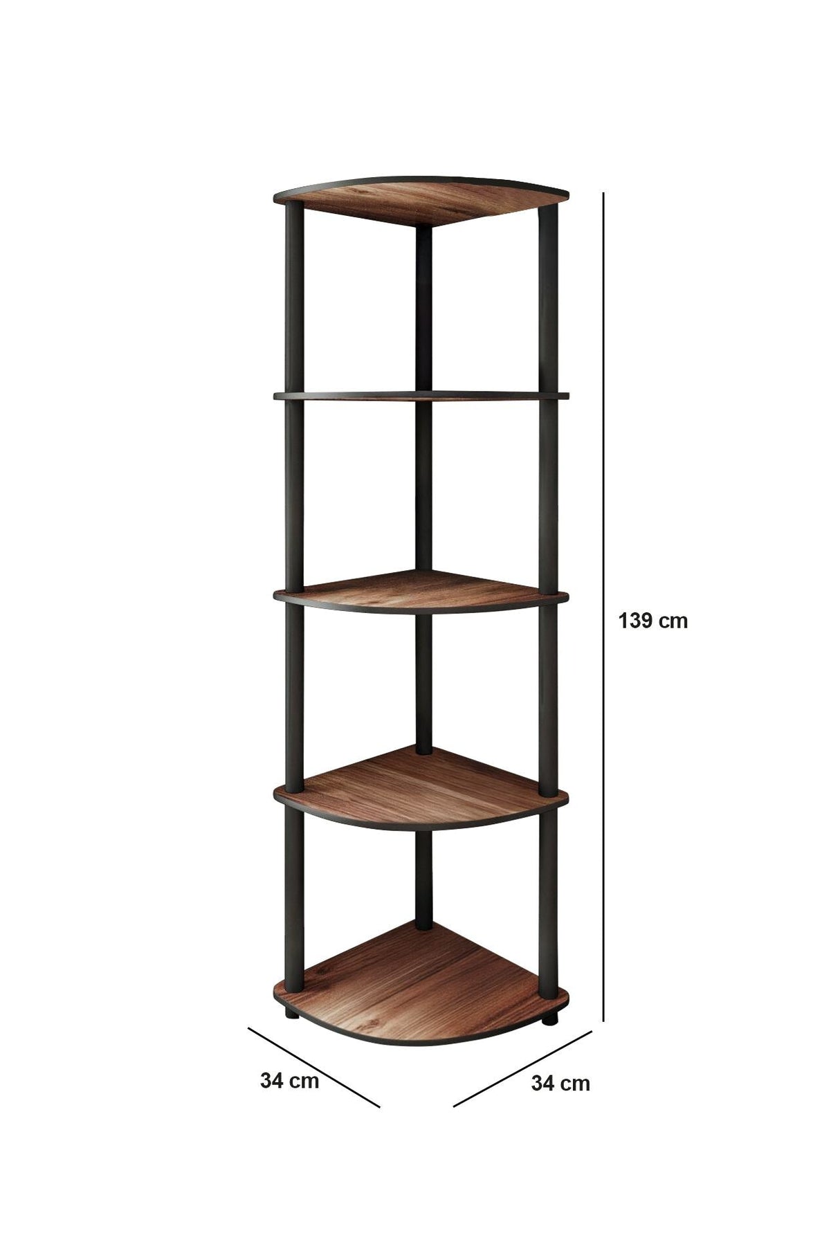 Bibliotecă de colț 5, Diverse culori, 34x34x139 cm - Nuc | SKU: 282PTR1103 | Bibliotecă de colț 5, 34x34x139 cm, varianta Nuc, produs pentru amenajarea locuinței, disponibil online în România la CasaMob
