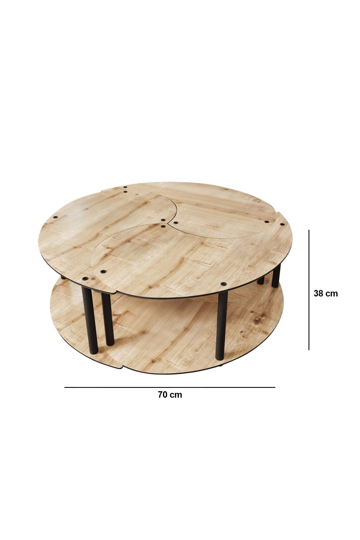 Măsuță de cafea Yin Yang 3 70, Diverse culori, Ø70x38 cm - Stejar | SKU: 282PTR1522 | Măsuță de cafea Yin Yang 3 70, Ø70x38 cm, varianta Stejar, produs pentru amenajarea locuinței, disponibil online în România la CasaMob