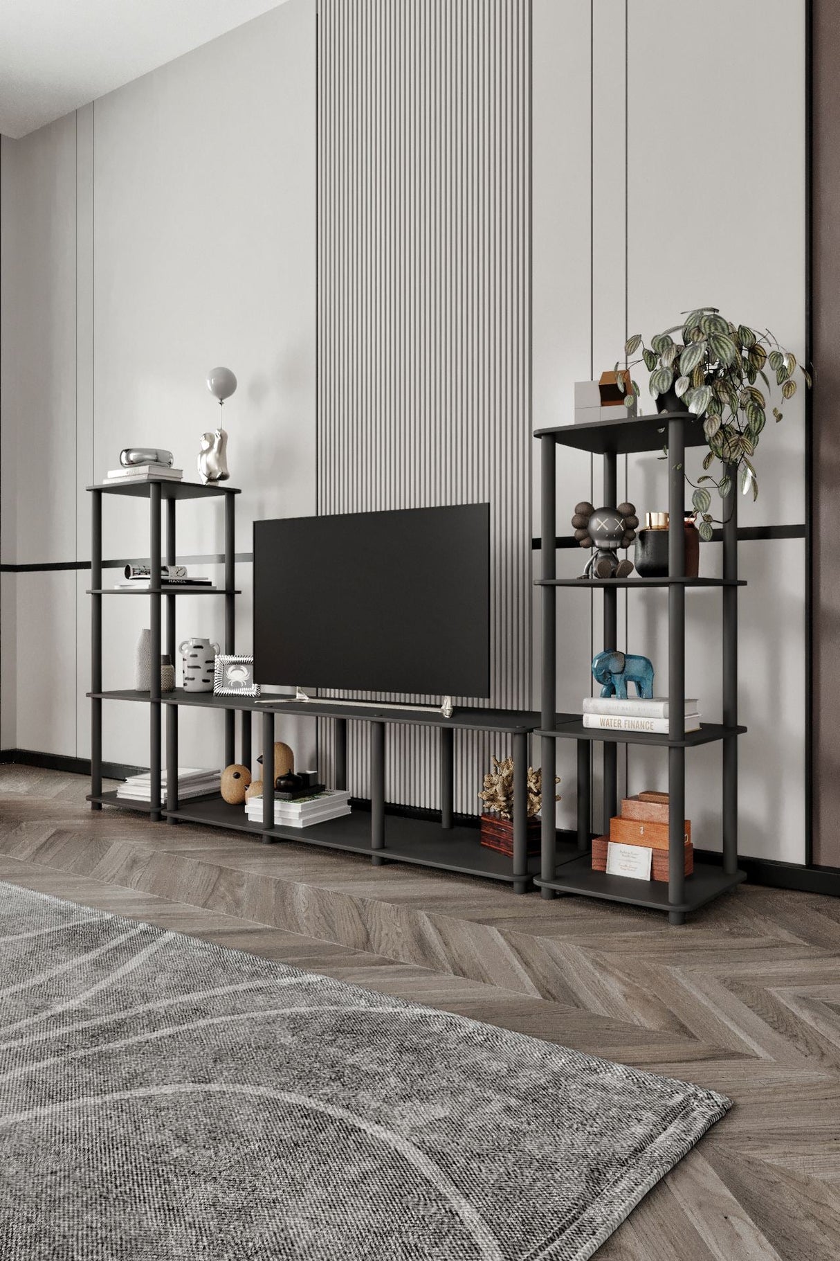 Comodă TV Grand, Diverse culori, 188x34x106 cm - Negru | SKU: 282PTR1604 | Comodă TV Grand, 188x34x106 cm, varianta Negru, produs pentru amenajarea locuinței, disponibil online în România la CasaMob