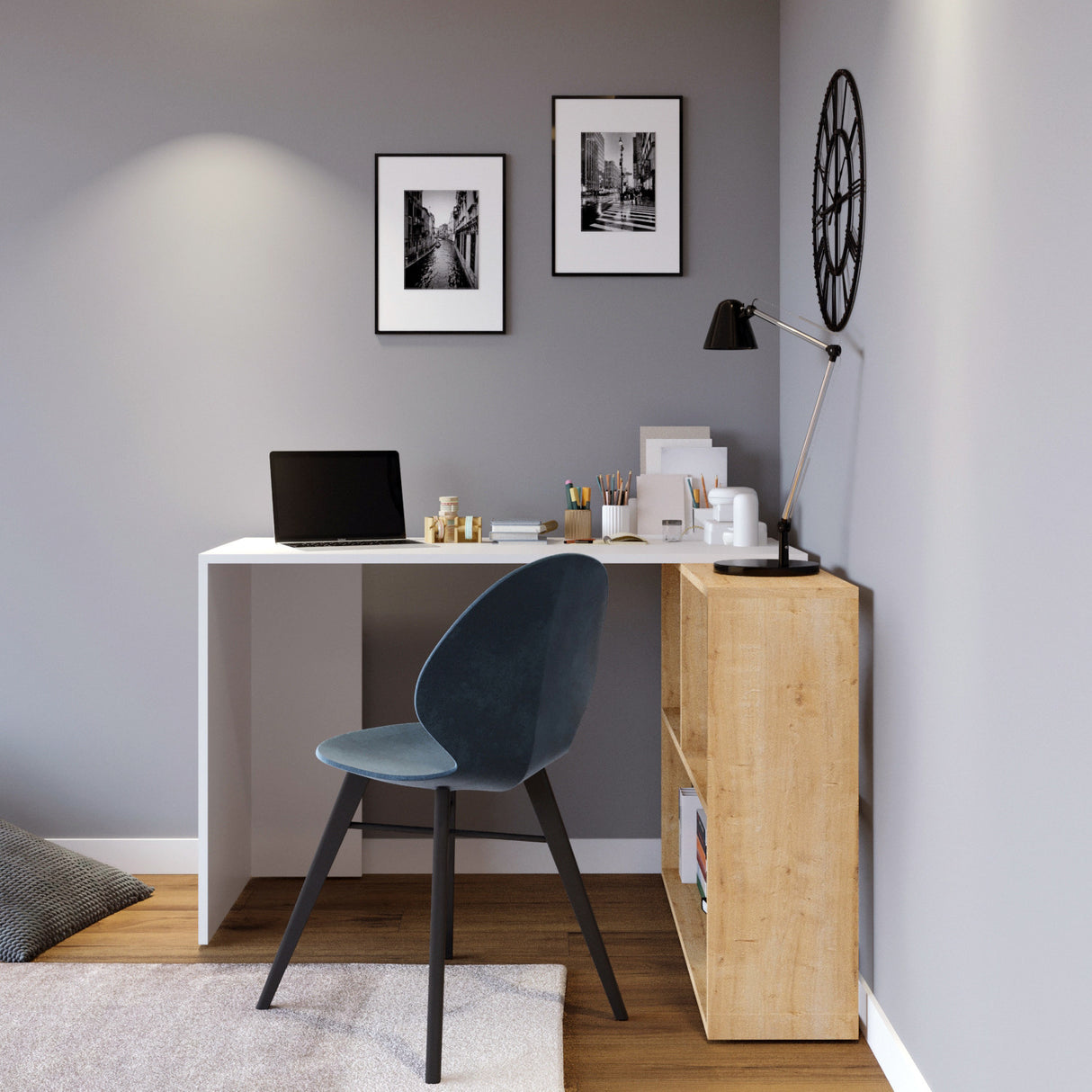 Birou Canst - L159, Stejar - Alb, 120x50x75 cm