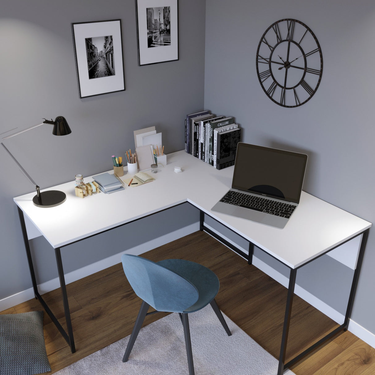 Birou L - L192, Alb, 160x60x72 cm