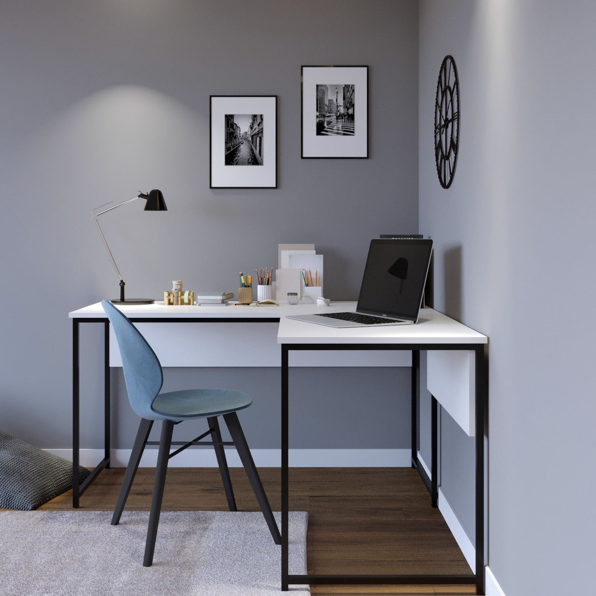 Birou L - L192, Alb, 160x60x72 cm