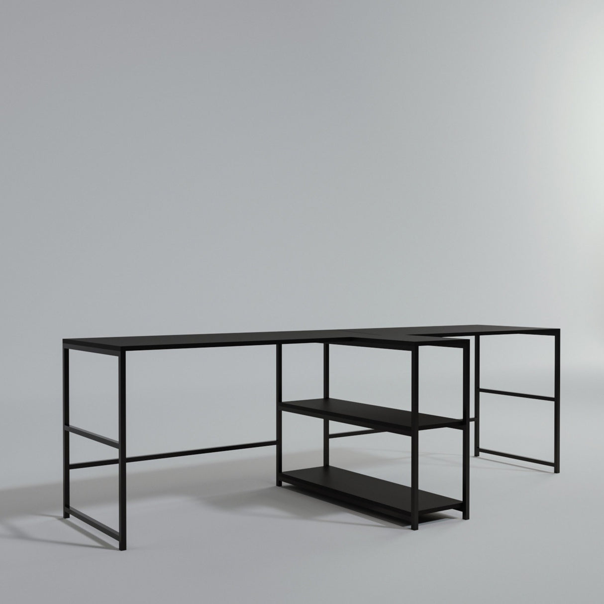 Birou L193, Negru, 240x60x72 cm