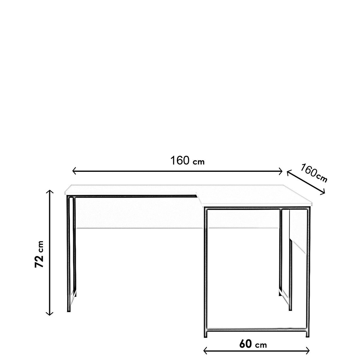 Birou L Tasarim Calisma Masasi L195, Stejar, 160x60x72 cm