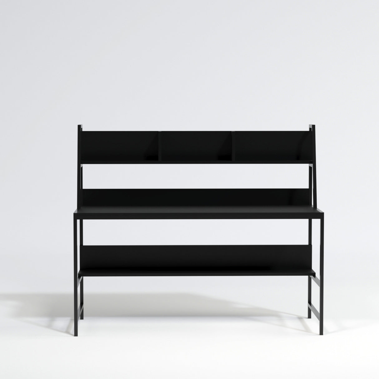 Birou Demir - L200, Negru, 140x60x122 cm