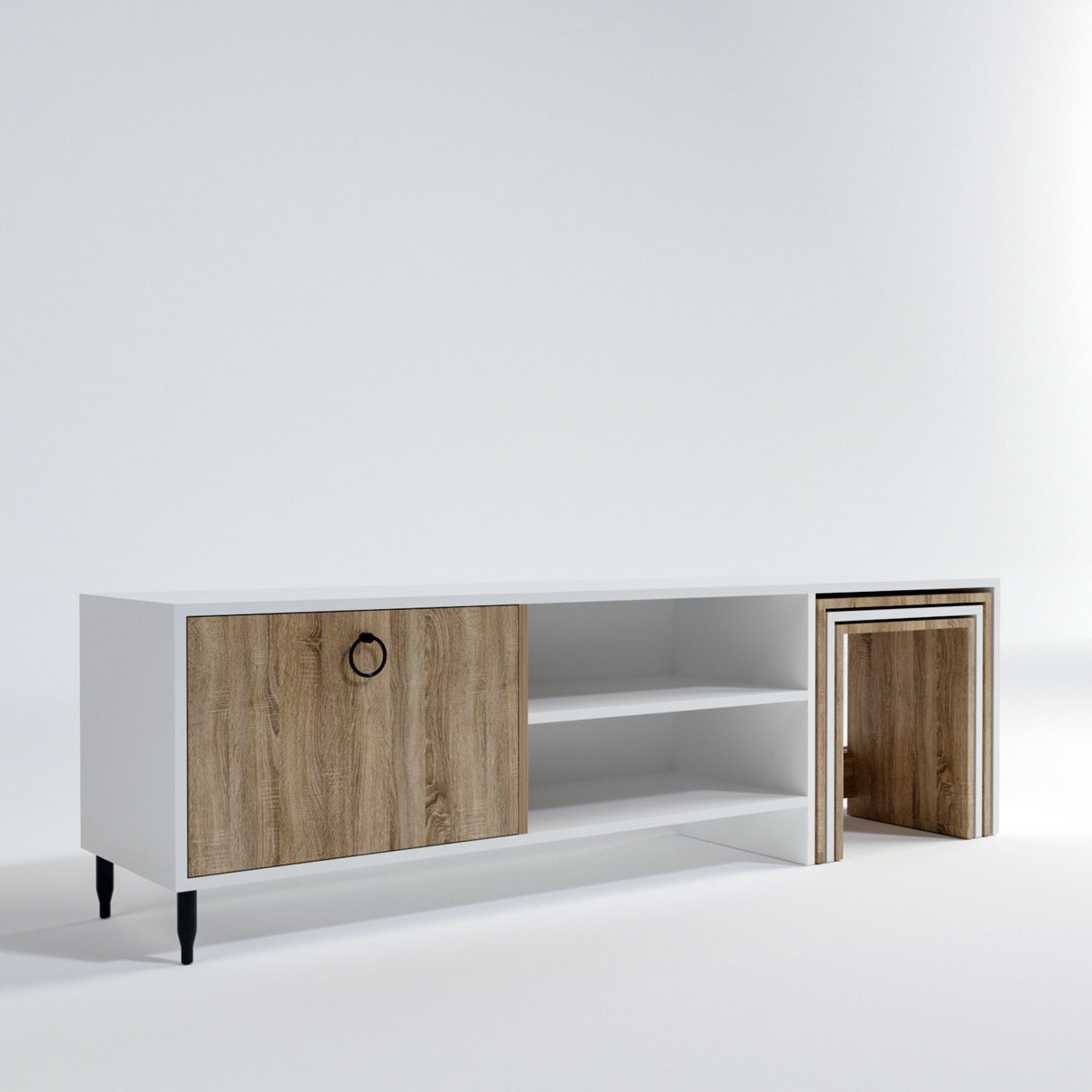 Comodă TV Zigon - L502, Alb, 180x40x55 cm